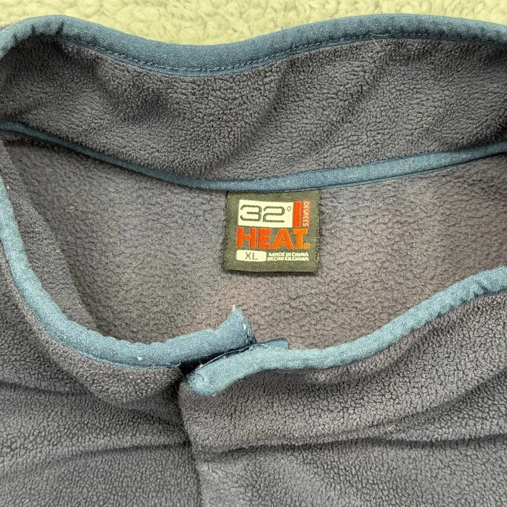 32 Degrees Heat Mens XL Navy Blue Fleece Quarter Button Pullover Sweater Jacket